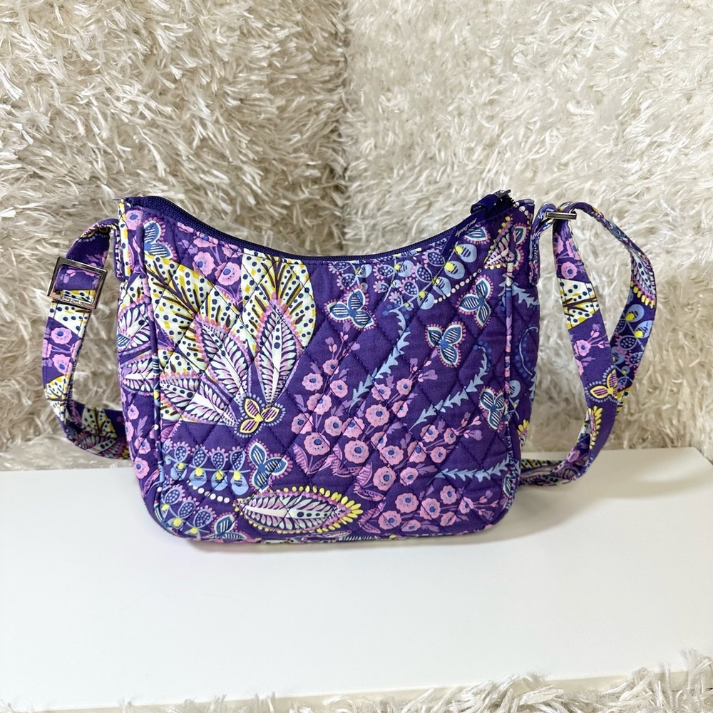 Vera Bradley Batik Leaves Purple Mini Andi Crossbody - Picture 3 of 6